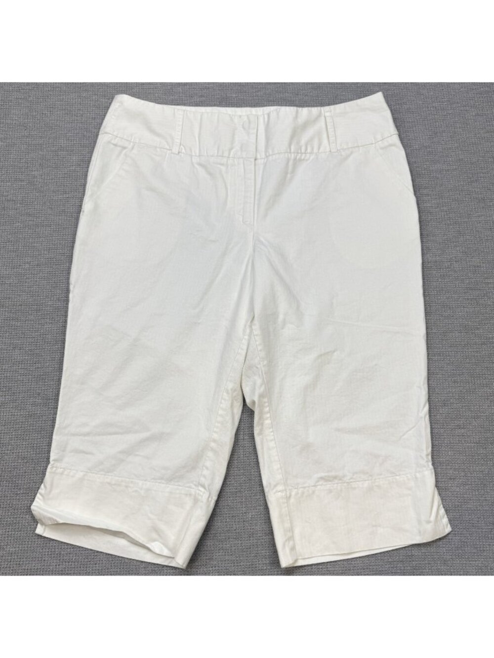 New York Company Capri Pants Womens Size 14 Off-White Slit Cuff High Rise Cotton